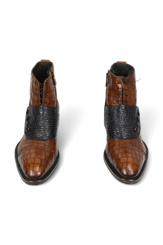 Jo Ghost 1788 Luisiana Crocodile Embossed Leather Ankle Boots (JG5322)
