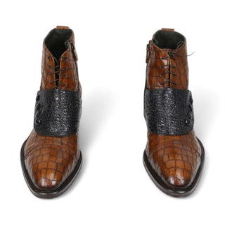 Jo Ghost 1788 Luisiana Crocodile Print Leather Ankle Boots (JG5322)-AmbrogioShoes