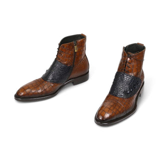 Jo Ghost 1788 Luisiana Crocodile Print Leather Ankle Boots (JG5322)-AmbrogioShoes