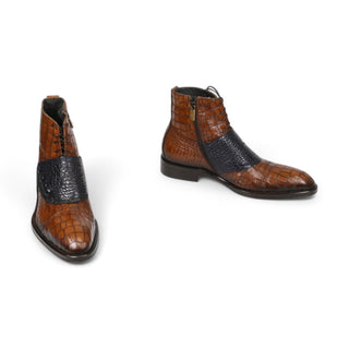 Jo Ghost 1788 Luisiana Crocodile Print Leather Ankle Boots (JG5322)-AmbrogioShoes