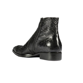 Jo Ghost 2030 Men's Shoes Black Crocodile Print / Calf-Skin Leather Ankle Boots (JG5308)-AmbrogioShoes