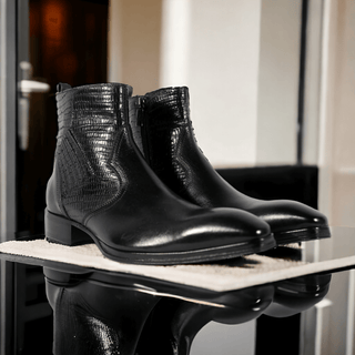 Jo Ghost 2128 Lizard Print / Calf-Skin Leather Ankle Boots (JG5319)-AmbrogioShoes