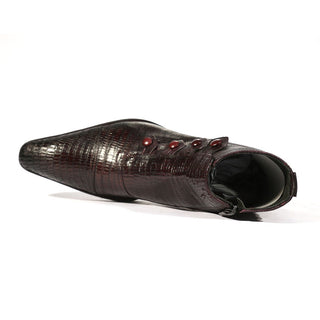 Jo Ghost 2379 Men's Shoes Burgundy Lizard Print / Calf-Skin Leather Boots (JG5254)-AmbrogioShoes