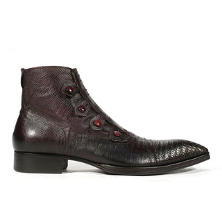 Jo Ghost 2379 Men's Shoes Burgundy Lizard Print / Calf-Skin Leather Boots (JG5254)-AmbrogioShoes