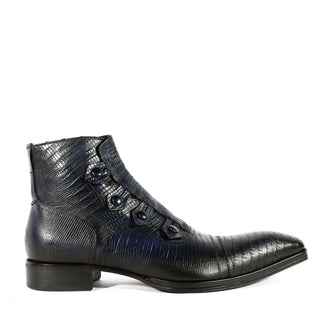 Jo Ghost 2379 Men's Shoes Navy Lizard Print / Calf-Skin Leather Boots (JG5313)-AmbrogioShoes