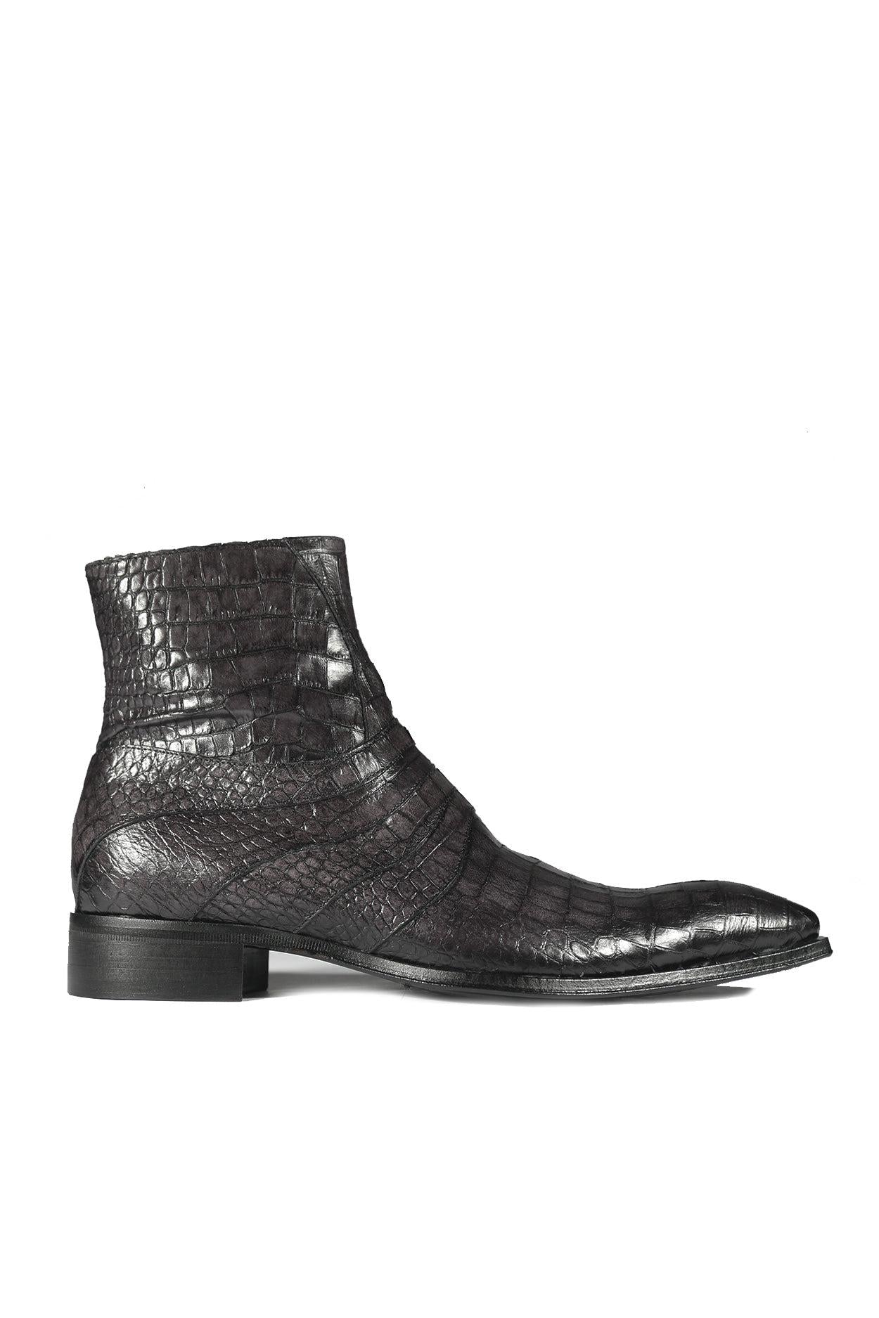 Jo Ghost 2727 BIS Men's Shoes Brown Crocodile Print Leather Ankle