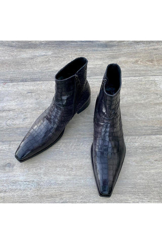 Jo Ghost 2727 BIS Crocodile Print / Leather Ankle Boots-AmbrogioShoes