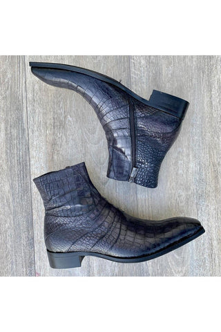 Jo Ghost 2727 BIS Crocodile Print / Leather Ankle Boots-AmbrogioShoes