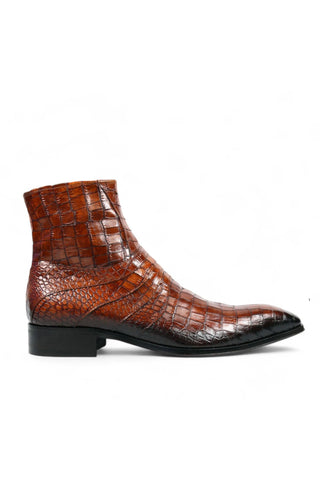 Jo Ghost 2727 BIS Crocodile Print / Leather Ankle Boots-AmbrogioShoes