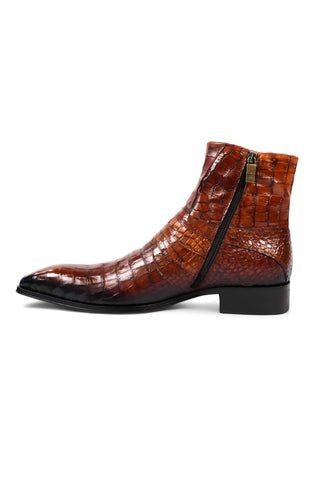 Jo Ghost 2727 BIS Crocodile Print / Leather Ankle Boots-AmbrogioShoes