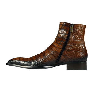 Jo Ghost 2727 BIS Men's Shoes BROWN Crocodile Print Leather Ankle Boots (JG5369)-AmbrogioShoes
