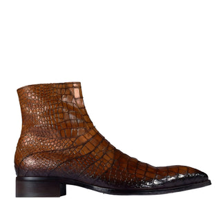 Jo Ghost 2727 BIS Men's Shoes BROWN Crocodile Print Leather Ankle Boots (JG5369)-AmbrogioShoes