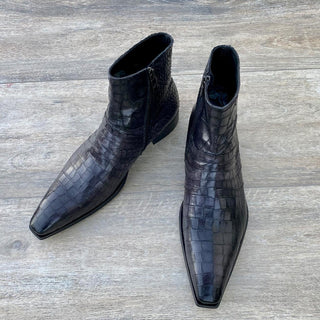 Jo Ghost 2727 BIS Men's Shoes Crocodile Print Calf-Skin Leather Ankle Boots (JG5369)-AmbrogioShoes