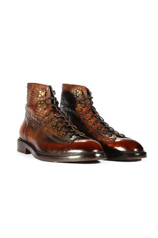 Jo Ghost 2833 Crust Crocodile Embossed / Buffalo Leather Boots (JG5304)