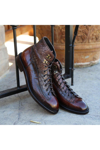 Jo Ghost 2833 Crust Crocodile Embossed / Buffalo Leather Boots (JG5304)