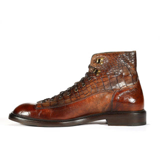 Jo Ghost 2833 Men's Shoes Crust Crocodile Print / Buffalo Leather Boots (JG5304)-AmbrogioShoes