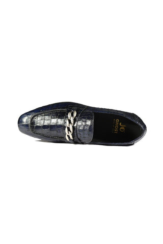Jo Ghost 2955 Crocodile Embossed Leather Chain Loafers (JG5312)