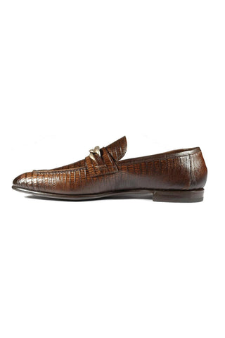 Jo Ghost 2955 Crocodile Embossed Leather Chain Loafers (JG5312)