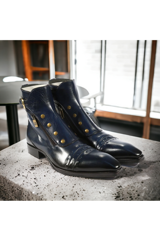 Jo Ghost 3206 Calf-Skin Leather Buckle Boots (JG5318)-AmbrogioShoes