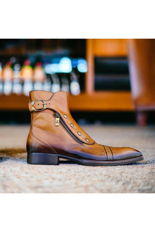 Jo Ghost 3206 Calf-Skin Leather Buckle Boots (JG5318)-AmbrogioShoes