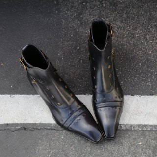 Jo Ghost 3206 Calf-Skin Leather Buckle Boots (JG5318)-AmbrogioShoes