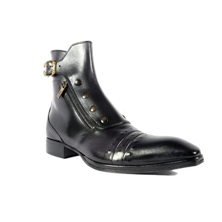 Jo Ghost 3206 Men's Shoes Black Calf-Skin Leather Buckle Boots (JG5318)-AmbrogioShoes