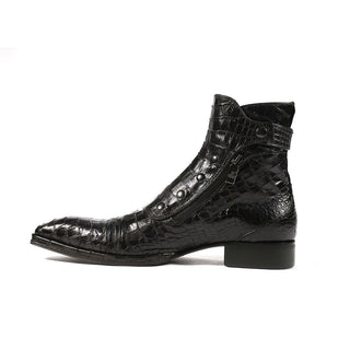 Jo Ghost 3206 Men's Shoes Black Crocodile Print / Calf-Skin Leather Boots(JG5250)-AmbrogioShoes