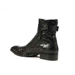 Jo Ghost 3206 Men's Shoes Black Crocodile Print / Calf-Skin Leather Boots(JG5250)-AmbrogioShoes