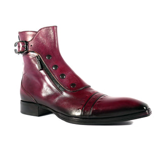 Jo Ghost 3206 Men's Shoes Plum Calf-Skin Leather Buckle Boots (JG5317)-AmbrogioShoes