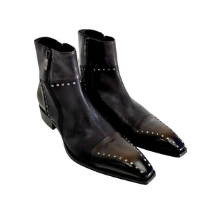 Jo Ghost 3516 Calf-Skin Leather Stud Ankle Boots (JG5325)-AmbrogioShoes