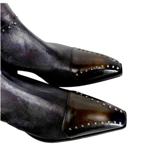 Jo Ghost 3516 Calf-Skin Leather Stud Ankle Boots (JG5325)-AmbrogioShoes