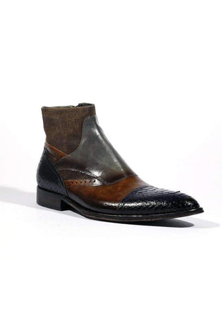 Jo Ghost 4298BIS Men Shoes Lino Sigaro Embossed Patchwork Leather Boots (JG5143)