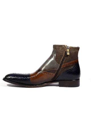 Jo Ghost 4298BIS Men Shoes Lino Sigaro Embossed Patchwork Leather Boots (JG5143)