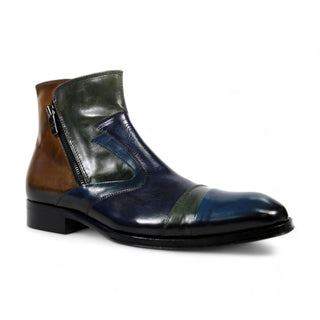 Jo Ghost 4761 Men's Shoes Multi-Color Calf-Skin Leather Pitched Ankle Boots (JG5338)-AmbrogioShoes