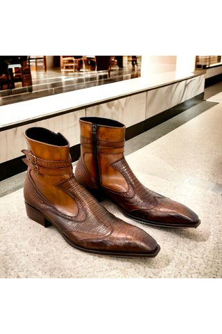 Jo Ghost 4764 Louisiana Embossed Leather Ankle Boot