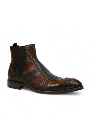 Jo Ghost 4776 Brown Multi Texture Embossed Leather Boots (JG5365)