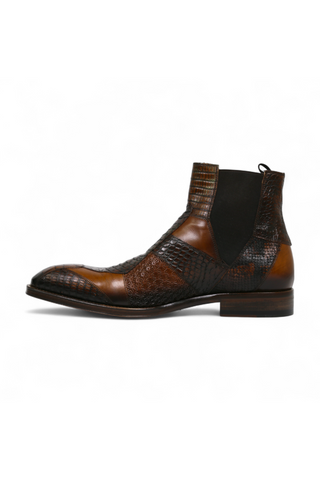 Jo Ghost 4776 Brown Multi Texture Embossed Leather Boots (JG5365)