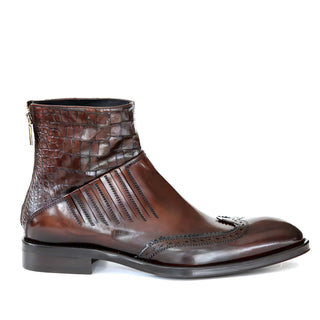 Jo Ghost 4782 Crocodile Print / Calf-Skin Leather Ankle Boots (JG5346)-AmbrogioShoes