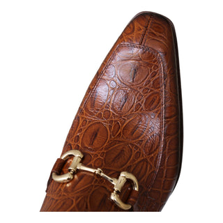 Jo Ghost 4970 Cognac Crocodile Print Leather Horsebit Boots (JG5360)-AmbrogioShoes