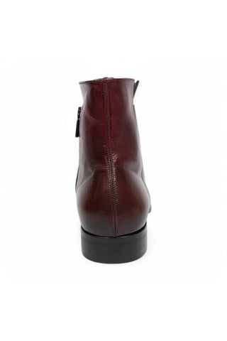 Jo Ghost 4971 Burgundy Flower Embossed Leather Horsebit Boots (JG5361)