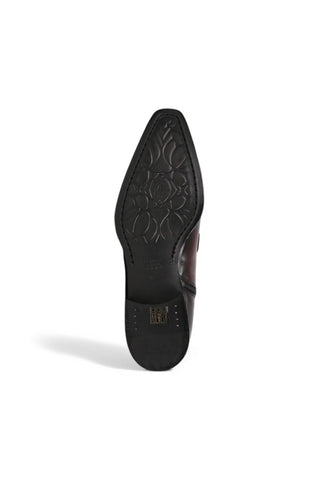 Jo Ghost 4971 Burgundy Flower Embossed Leather Horsebit Boots (JG5361)