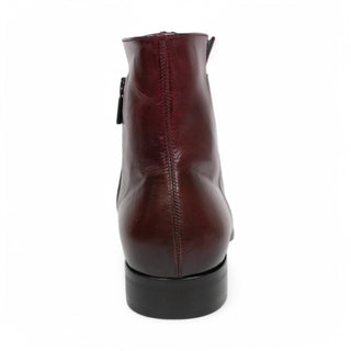 Jo Ghost 4971 Burgundy Flower Print Leather Horsebit Boots (JG5361)-AmbrogioShoes