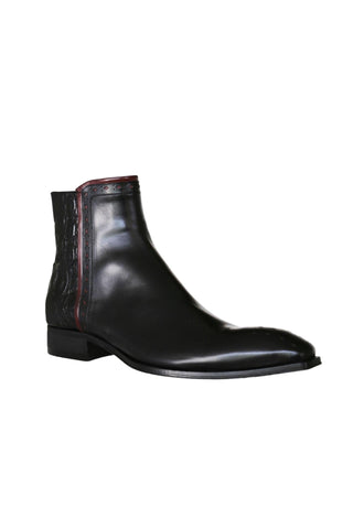 Jo Ghost 4989 Black Crocodile Embossed / Calf-Skin Leather Boots (JG5363)