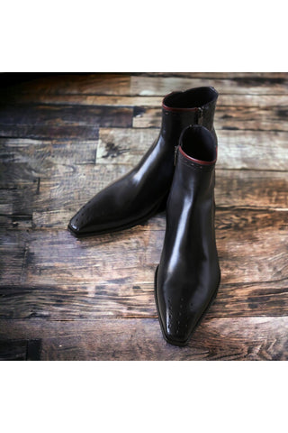 Jo Ghost 4989 Black Crocodile Embossed / Calf-Skin Leather Boots (JG5363)