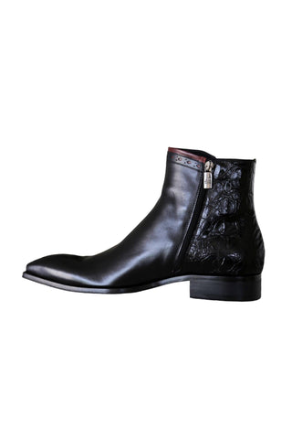 Jo Ghost 4989 Black Crocodile Embossed / Leather Boots (JG5363)