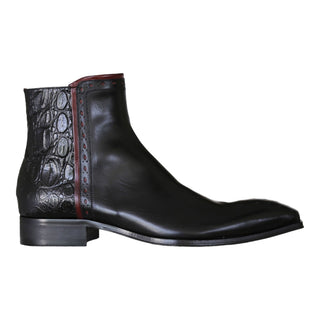 Jo Ghost 4989 Black Crocodile Print / Calf-Skin Leather Boots (JG5363)-AmbrogioShoes