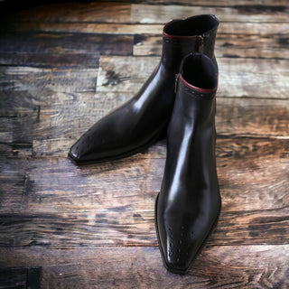 Jo Ghost 4989 Men's Shoes Black Crocodile Print / Calf-Skin Leather Boots (JG5363)-AmbrogioShoes
