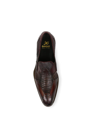 Jo Ghost 4992 Burgundy Multi Texture Embossed Leather Loafers (JG5366)