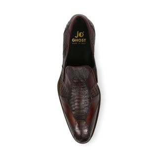 Jo Ghost 4992 Burgundy Multi Texture Print Leather Loafers (JG5366)-AmbrogioShoes