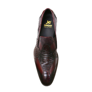 Jo Ghost 4992 Men's Shoes Burgundy Multi Texture Print Leather Loafers (JG5366)-AmbrogioShoes